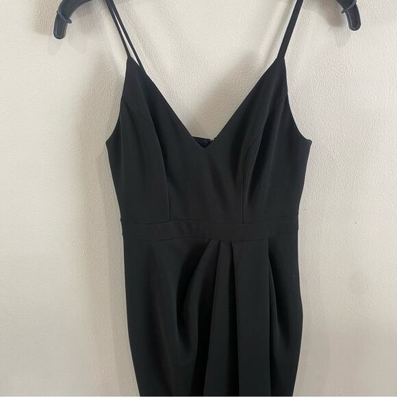 BHLDN Caron Midi Dress Black Size 0 Sleek Formal Cocktail Wedding Guest Chic - Picture 4 of 12